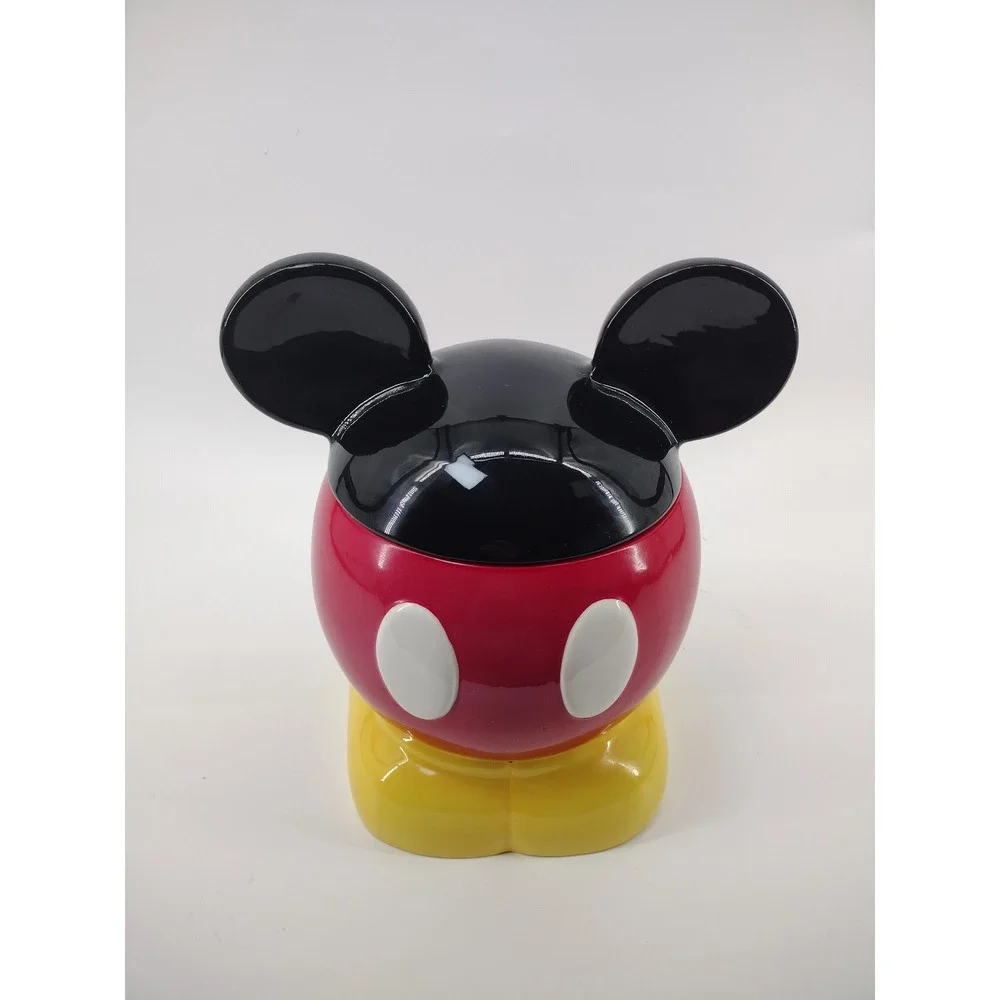 Disney Parks Mickey Mouse Ceramic Cookie Jar Red Yellow Black Ears 11.5 Inch